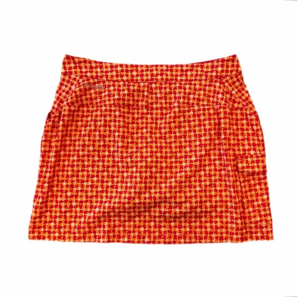 Columbia Orange Pink Bright Pattern Tennis Golf Outdoor Sporty Athleisure Skort